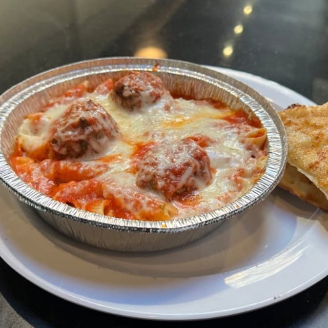 Baked Penne & Meatballs with Marinara.