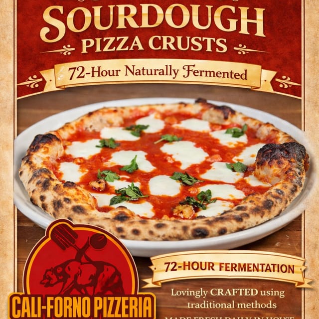New sourdough crust on 12" inch pizzas