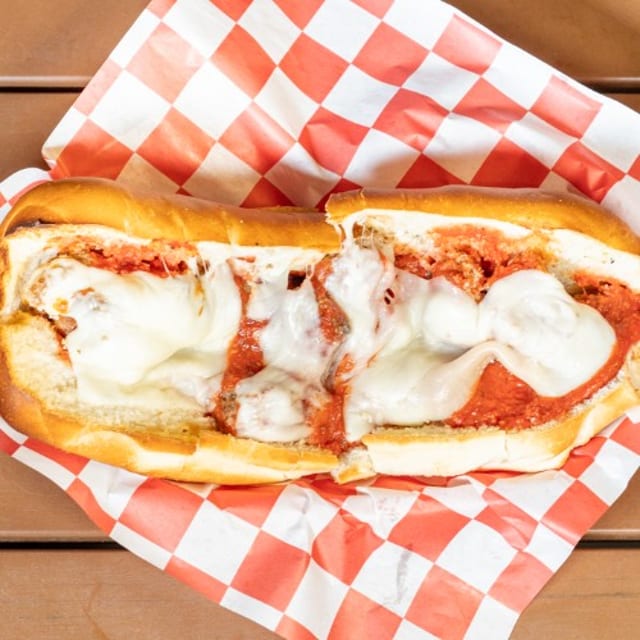 Meatball Parmesan Sandwich.